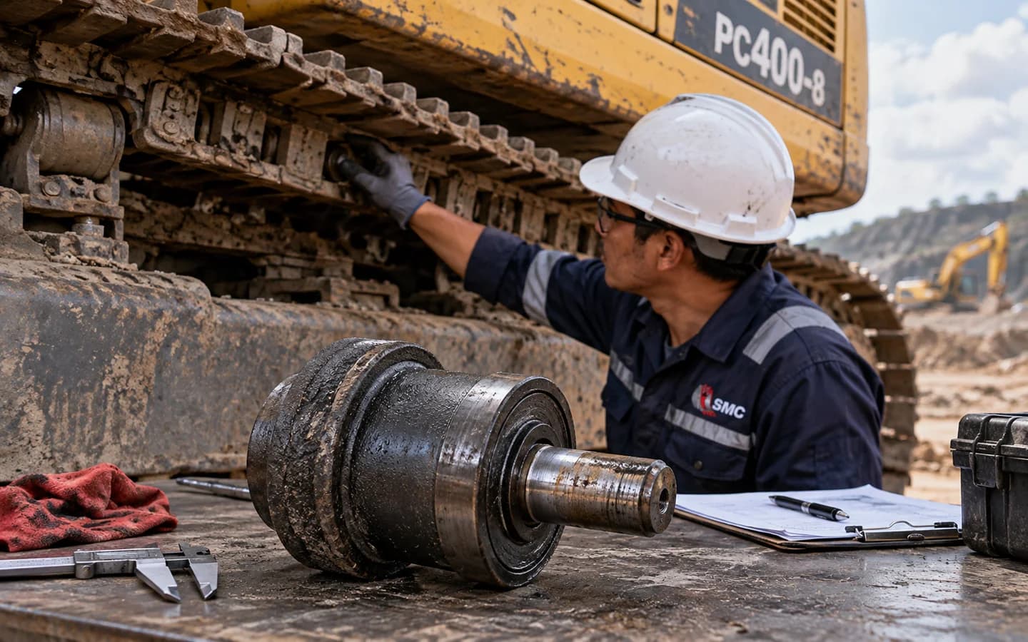 Carrier Roller Komatsu PC400-8 Bermasalah: Gejala dan Pemeriksaan Awal