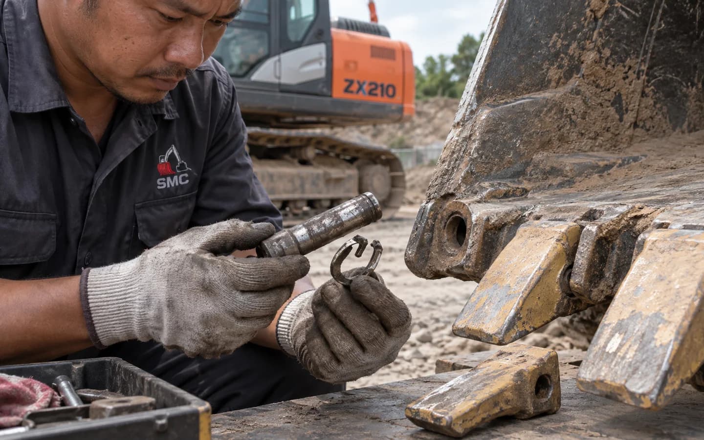 Pin Retainer Bucket Hitachi ZX210 Bermasalah: Gejala dan Pemeriksaan Awal