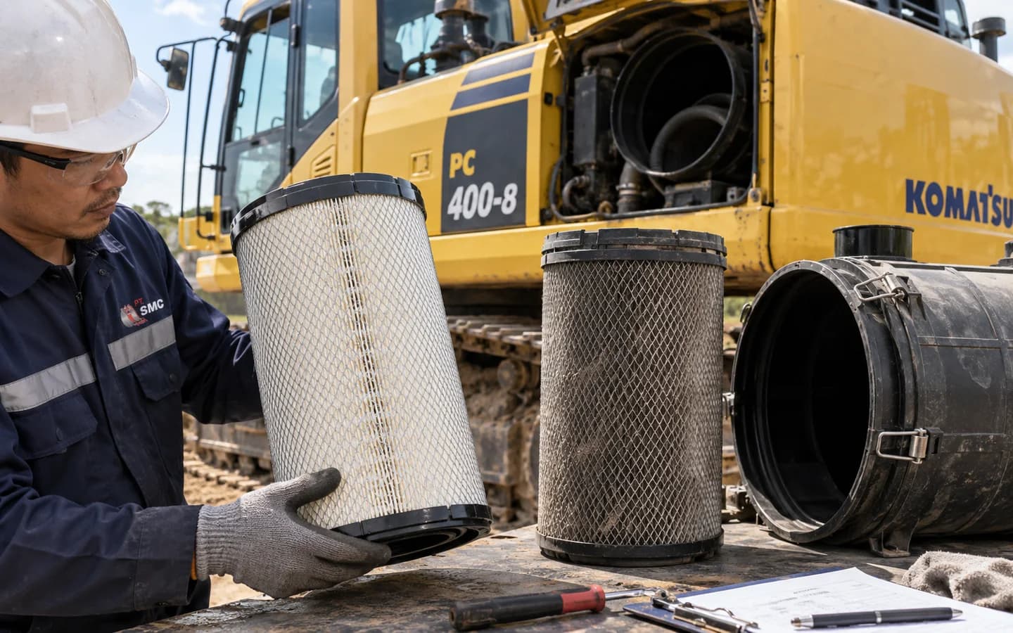 Air Filter Komatsu PC400-8 Bermasalah: Gejala dan Pemeriksaan Awal