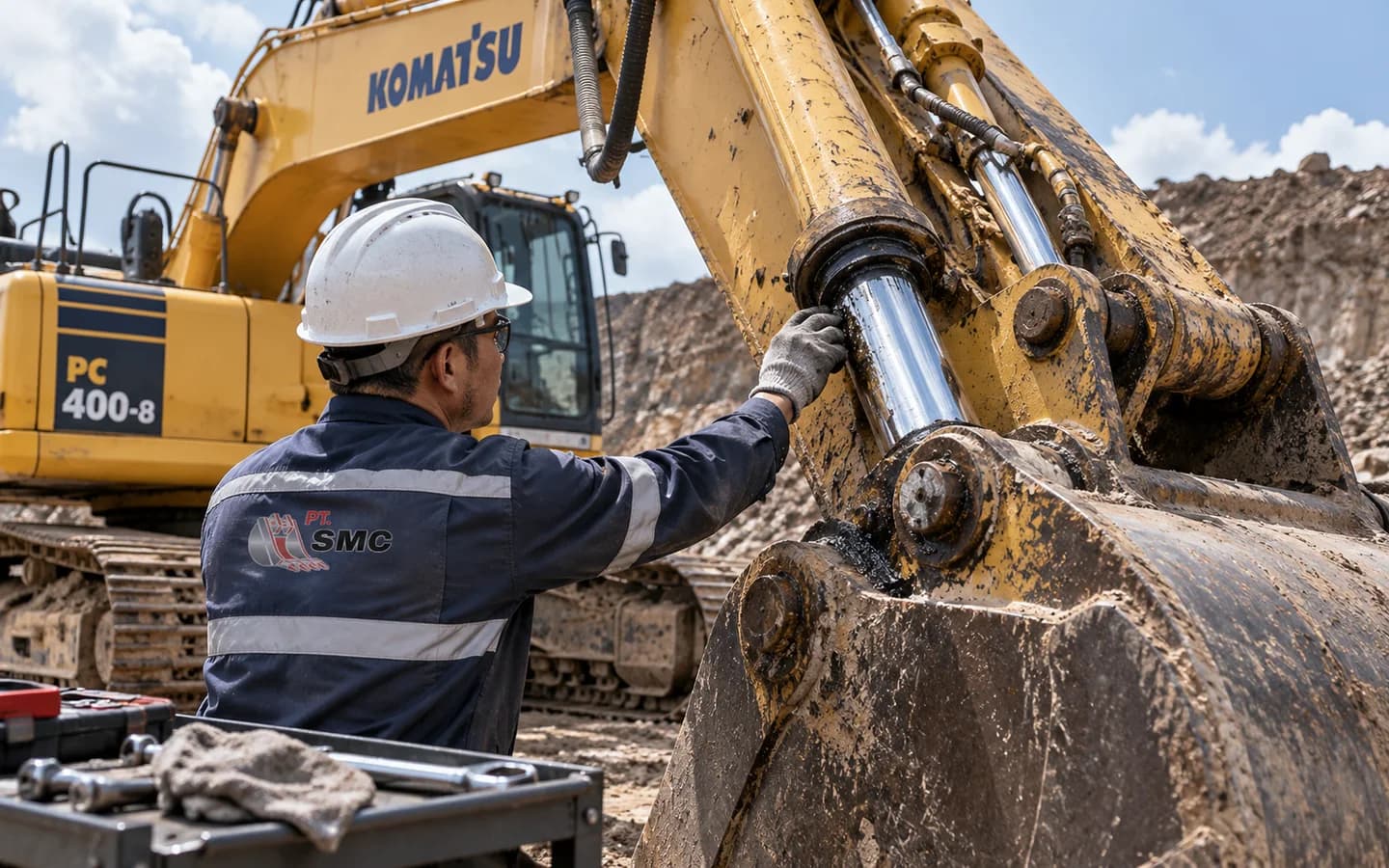 Bucket Cylinder Komatsu PC400-8 Bermasalah: Gejala dan Pemeriksaan Awal