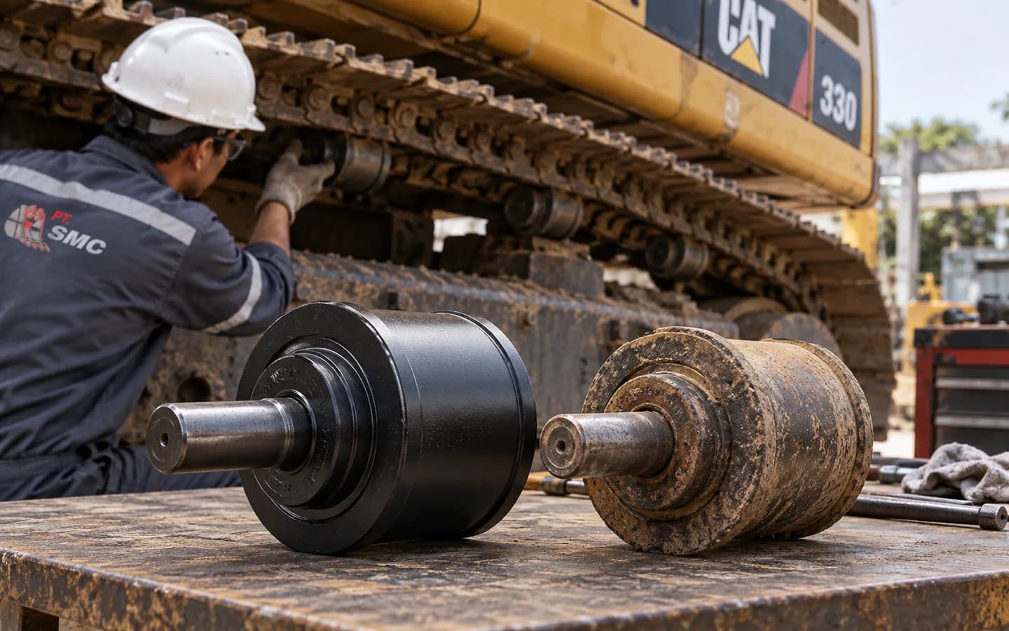 Carrier Roller Caterpillar 330 Bermasalah: Gejala dan Pemeriksaan Awal