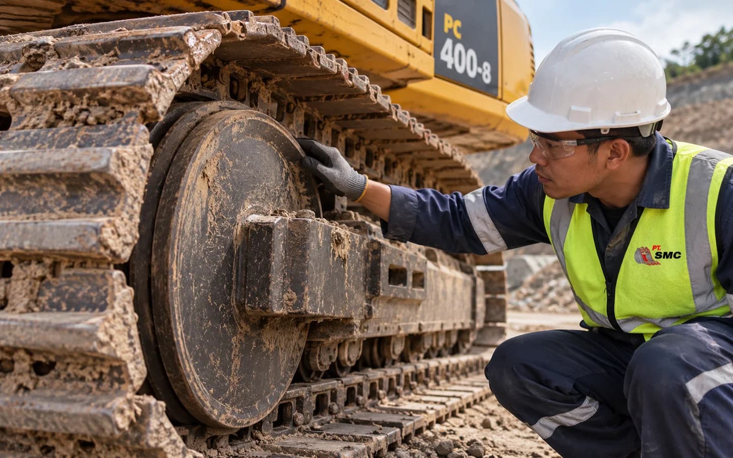 Idler Komatsu PC400-8 Bermasalah: Gejala dan Pemeriksaan Awal
