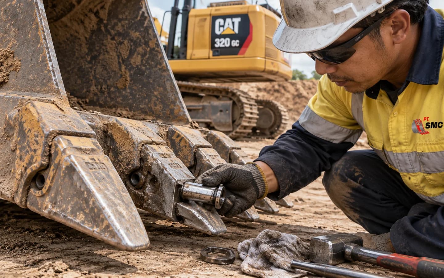 Pin Retainer Bucket Caterpillar 320 GC Bermasalah: Gejala dan Pemeriksaan Awal