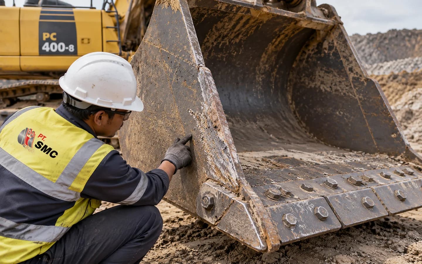 Side Cutter Bucket Komatsu PC400-8 Bermasalah: Gejala dan Pemeriksaan Awal