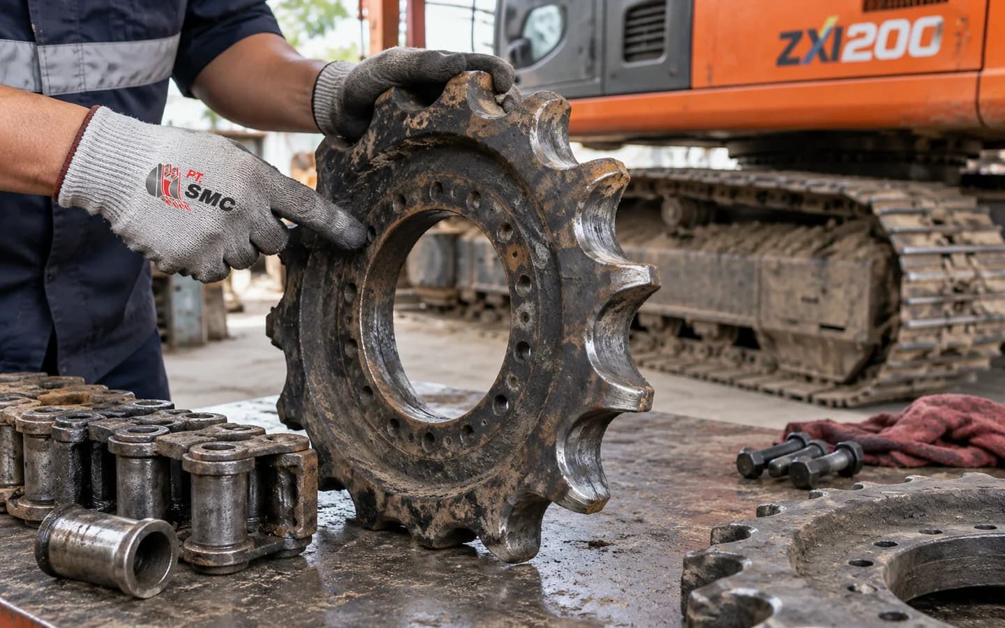 Sprocket Hitachi ZX200 Bermasalah: Gejala dan Pemeriksaan Awal