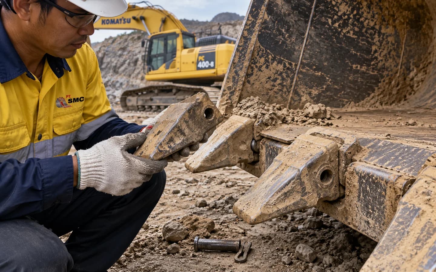 Bucket Tooth Komatsu PC400-8 Bermasalah: Gejala dan Pemeriksaan Awal