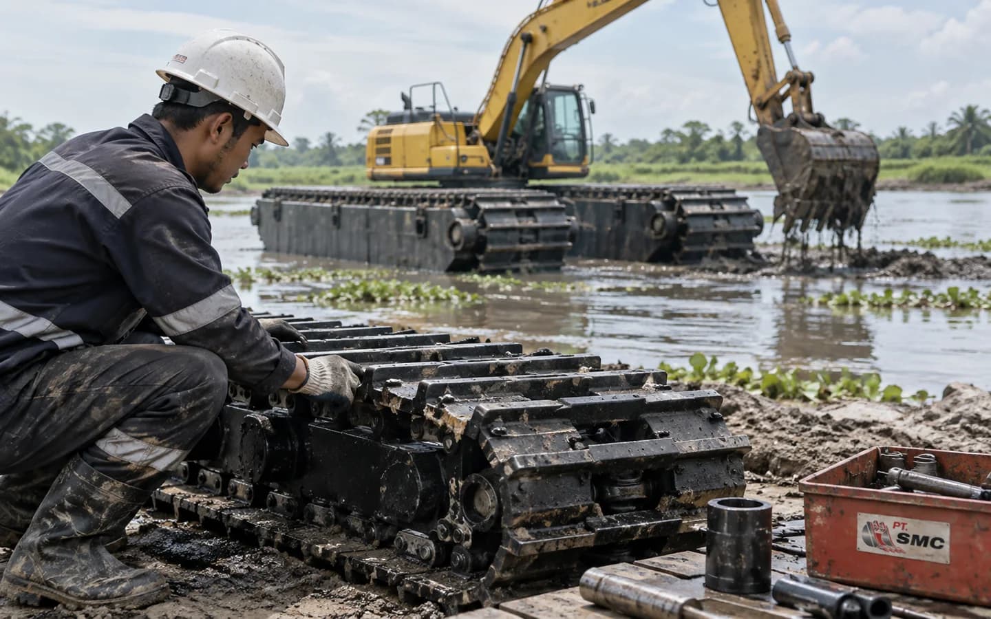 Pilihan Undercarriage untuk Excavator Amfibi